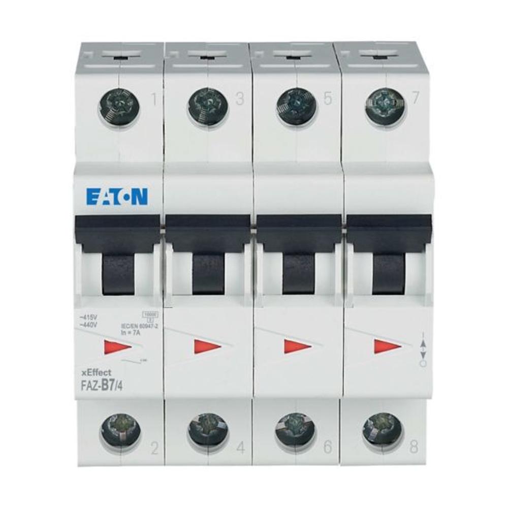 FAZ-B7/4 Автоматический выключатель 7А, кривая отключения B, 4 полюс, откл. способность 15 кА